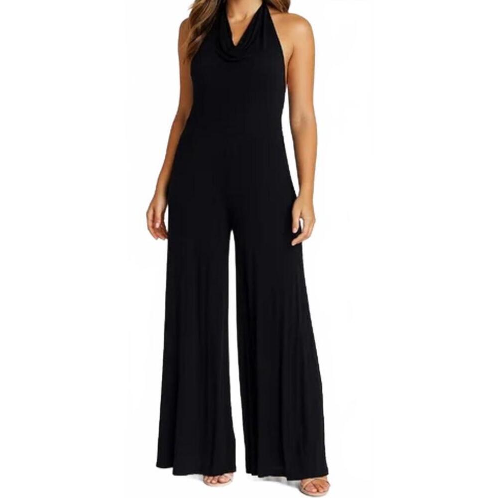 FP Beach - Free People Black Halter Wide Leg Jumpsuit - SP - Small